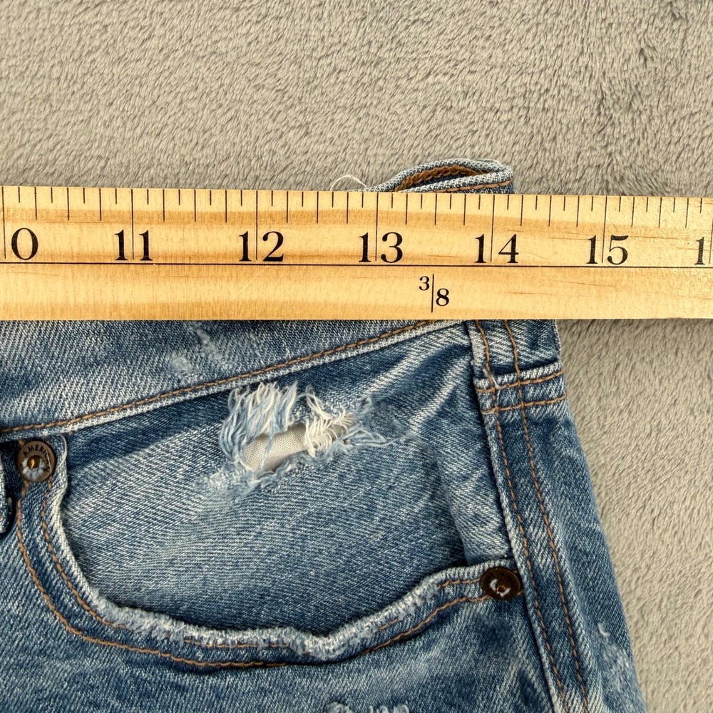 American Eagle Highest Rise 90s Boyfriend Short Distressed Denim Blue Size 8 - Picture 11 of 12